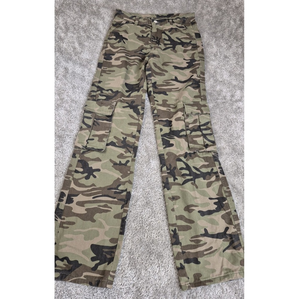 Shein Cargo Jeans‎ Womens 4 Size Small Camo Utility Pocket Baggy